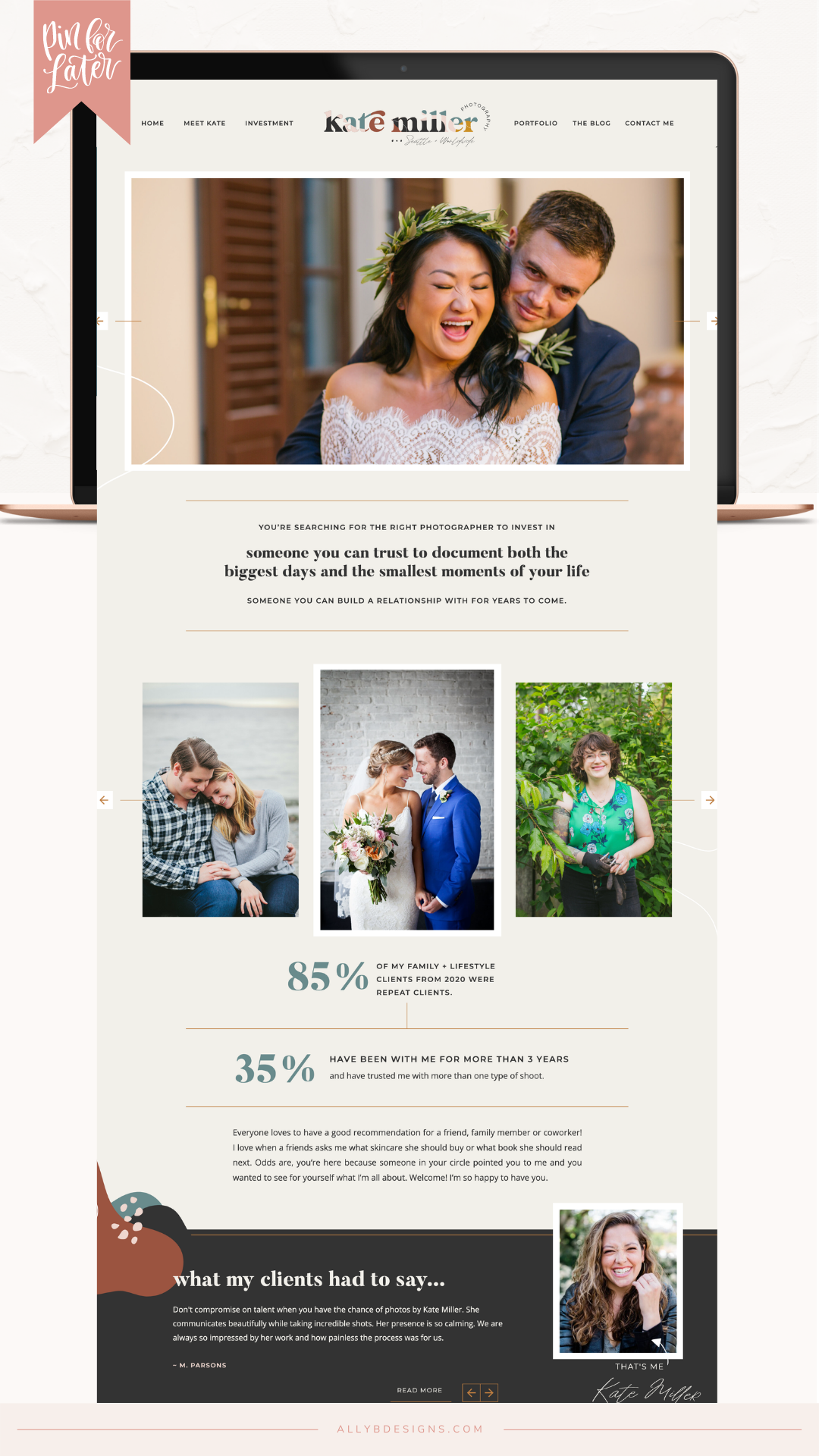 Client Launch: A Wedding Photographer Website and Brand for Kate Miller Photography by Ally B Designs