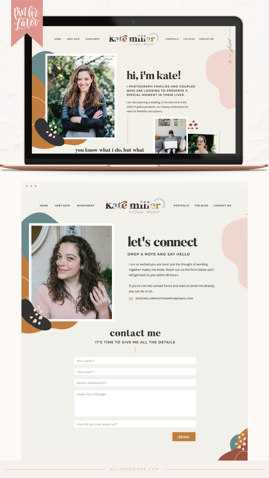 Client Launch: A Wedding Photographer Website About Page for Kate Miller Photography by Ally B Designs