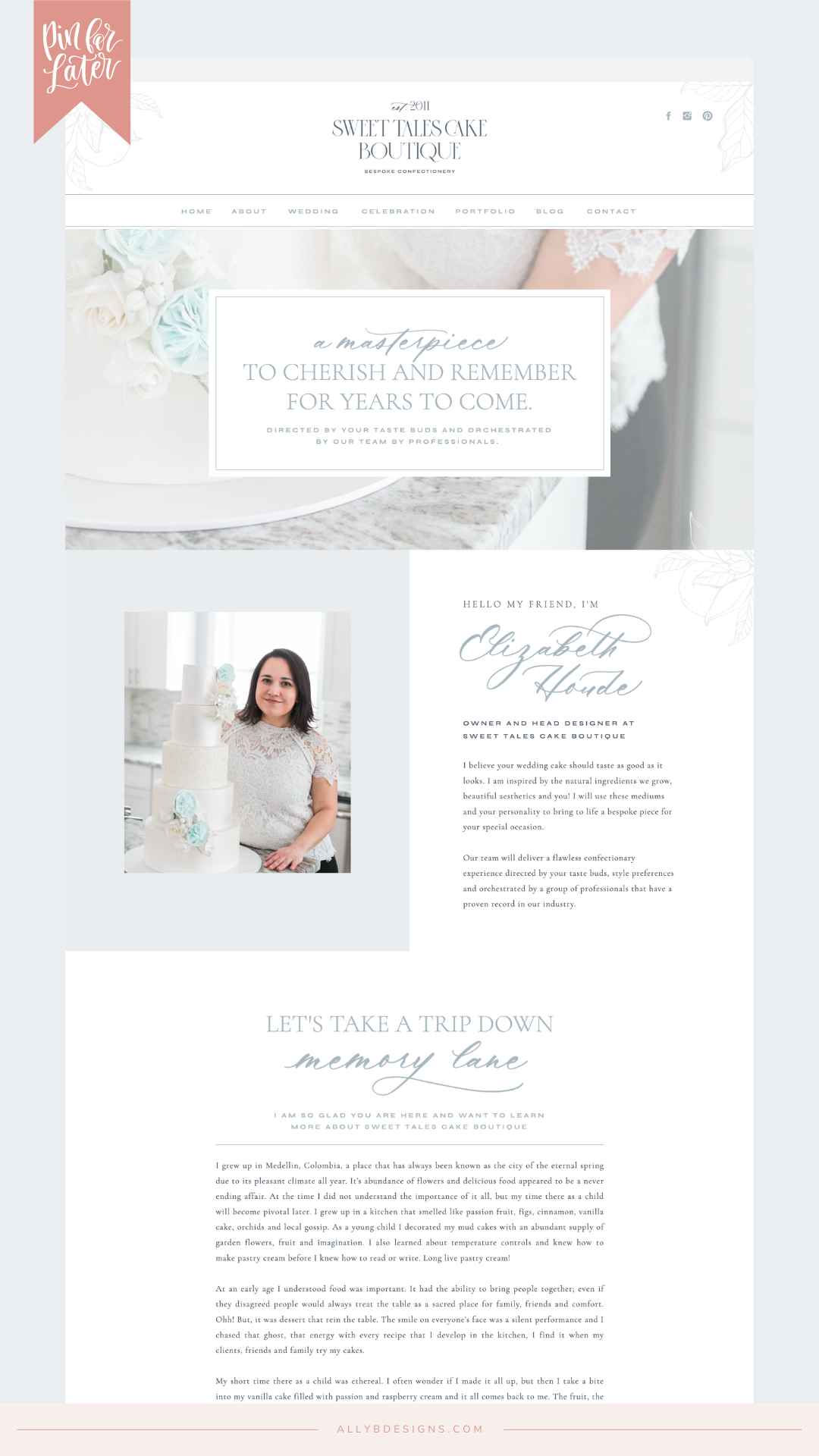 Client Celebration: Sweet Tales Cake Boutique: a Custom Bakery ShowIt Website Design Project by Ally B Designs