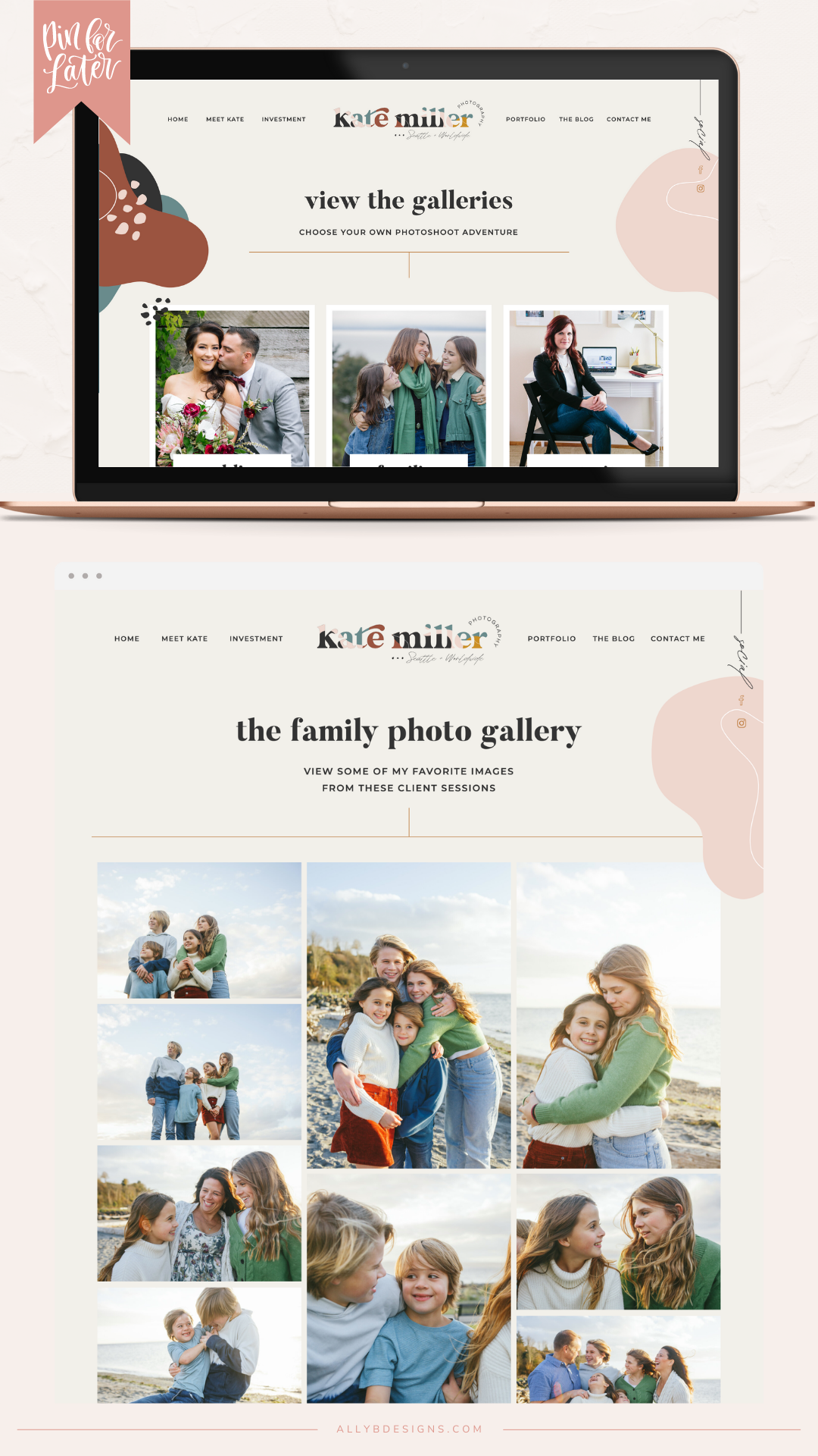 Client Launch: A Wedding Photographer Website Portfolio and Brand for Kate Miller Photography by Ally B Designs