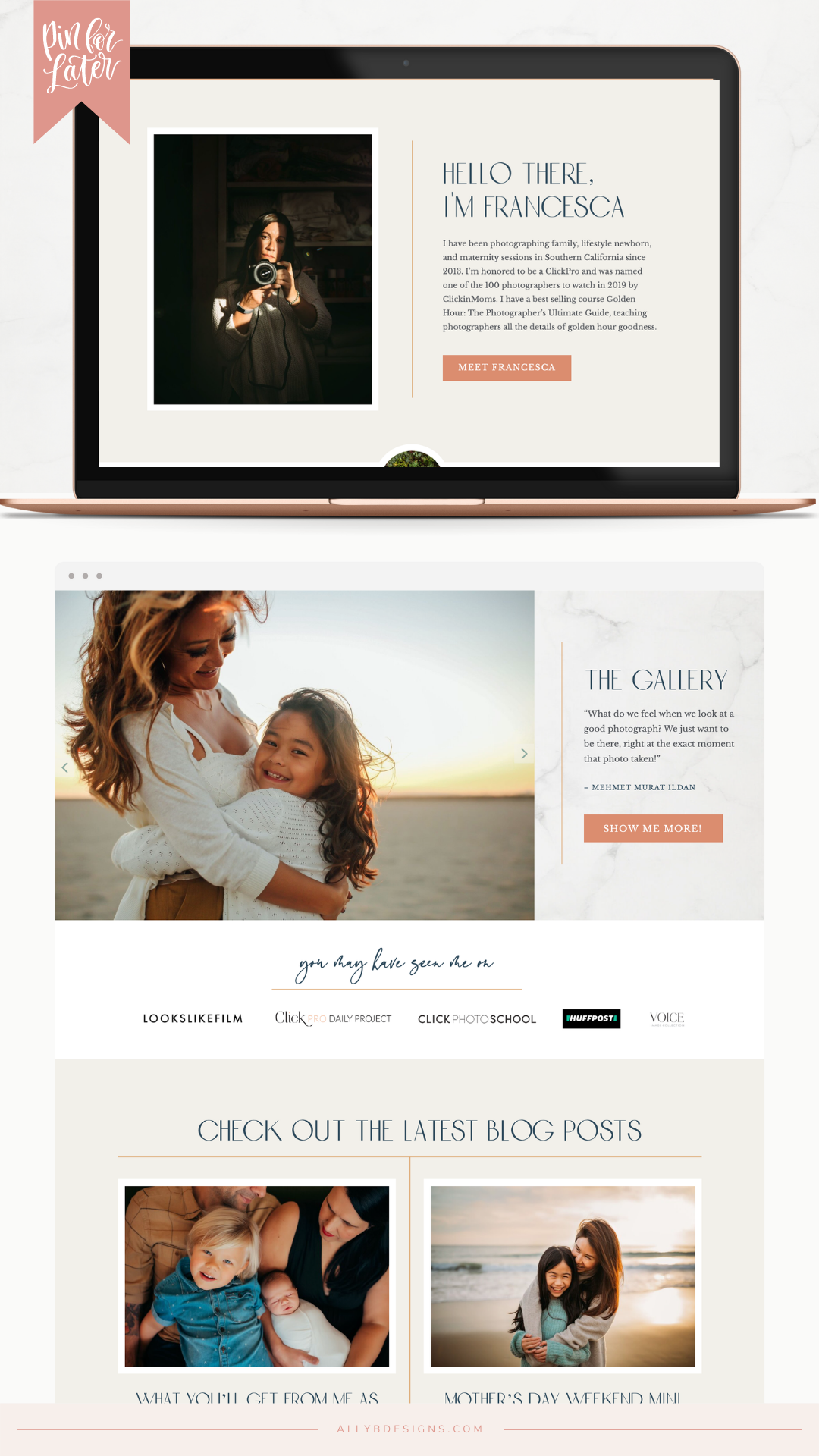 A Portrait Photography Website Client Launch: Francesca Marchese Photography. Branding and Website Design By Ally B Designs