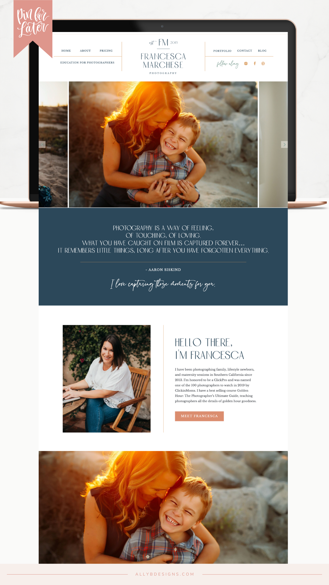 A Portrait Photography Website Client Launch: Francesca Marchese Photography. Branding and Website Design By Ally B Designs