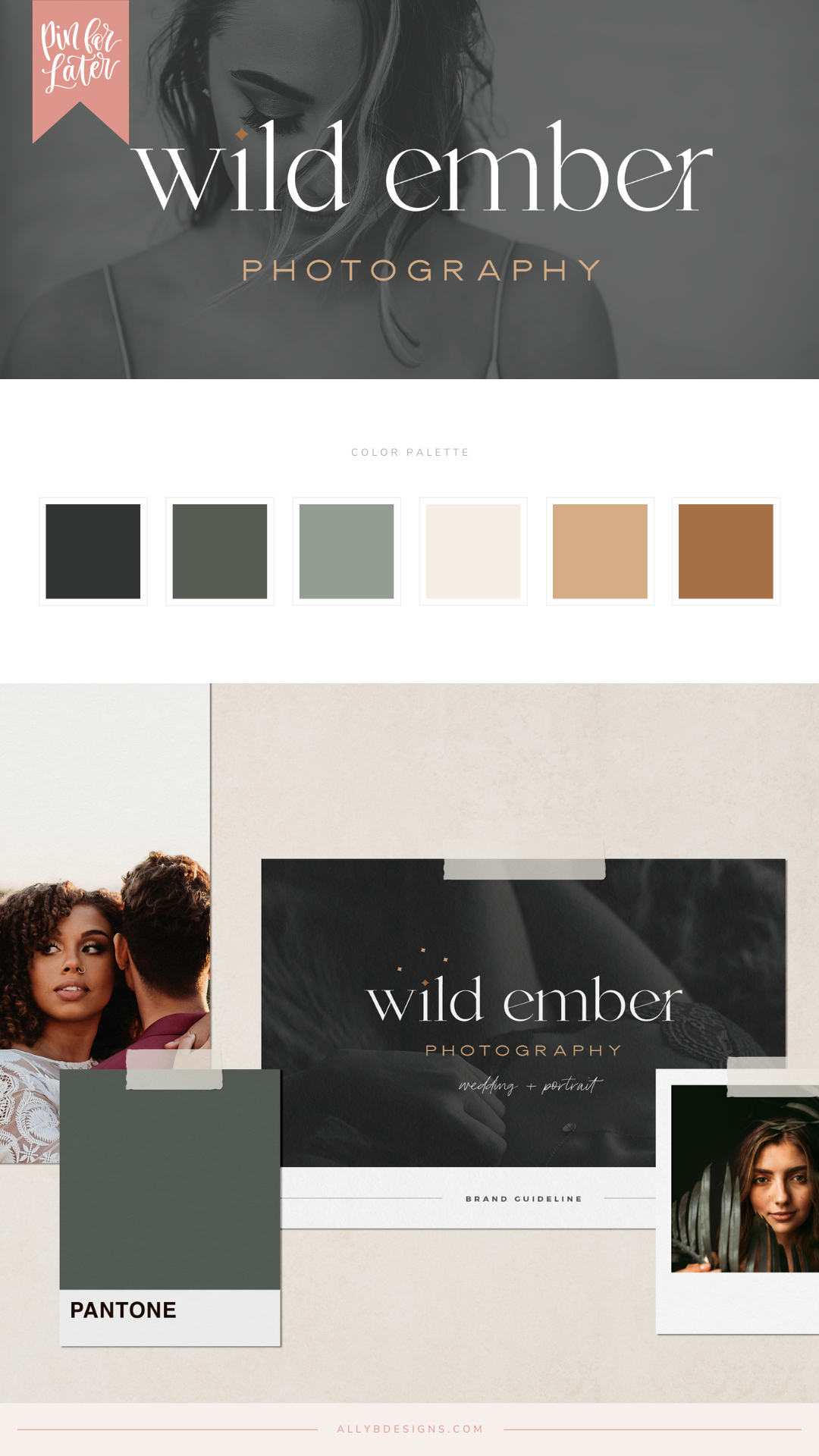 An Elopement and Wedding Photographer Brand Design: Wild Ember Photography. Branding and Website Design by Ally B Designs