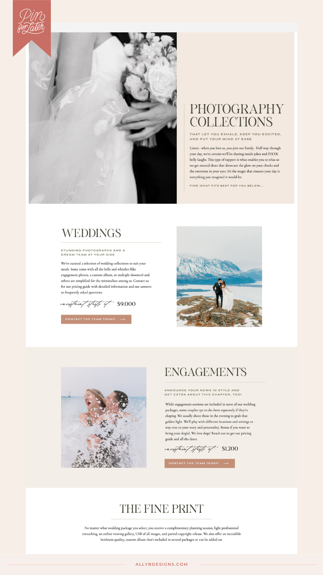 Custom Showit Website Design and Brand for Wedding Professionals by Ally B Designs